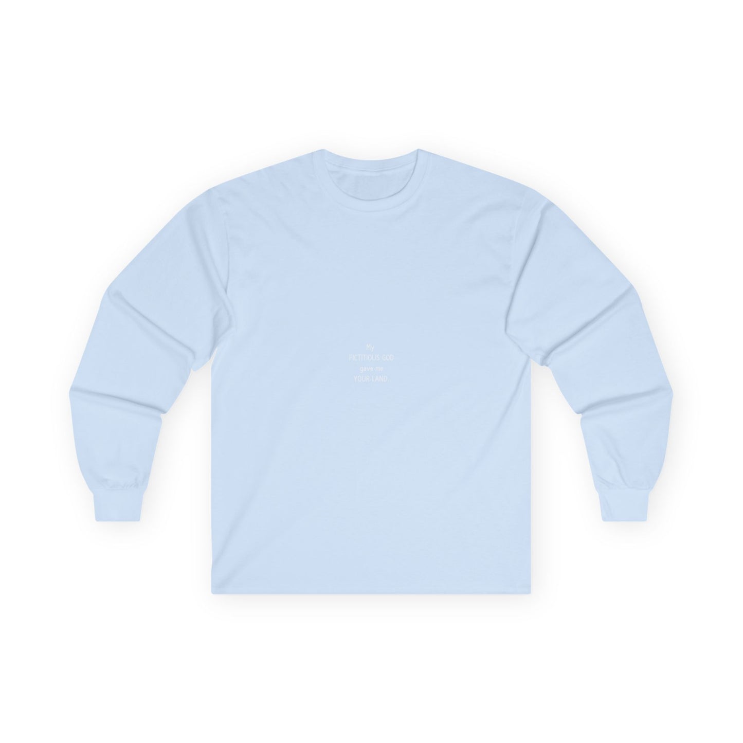 Close-up of HUMAN+ Long Sleeve Tee Fabric – 100% Cotton, No Side Seams, and Reinforced Shoulders for Comfort & Durability.