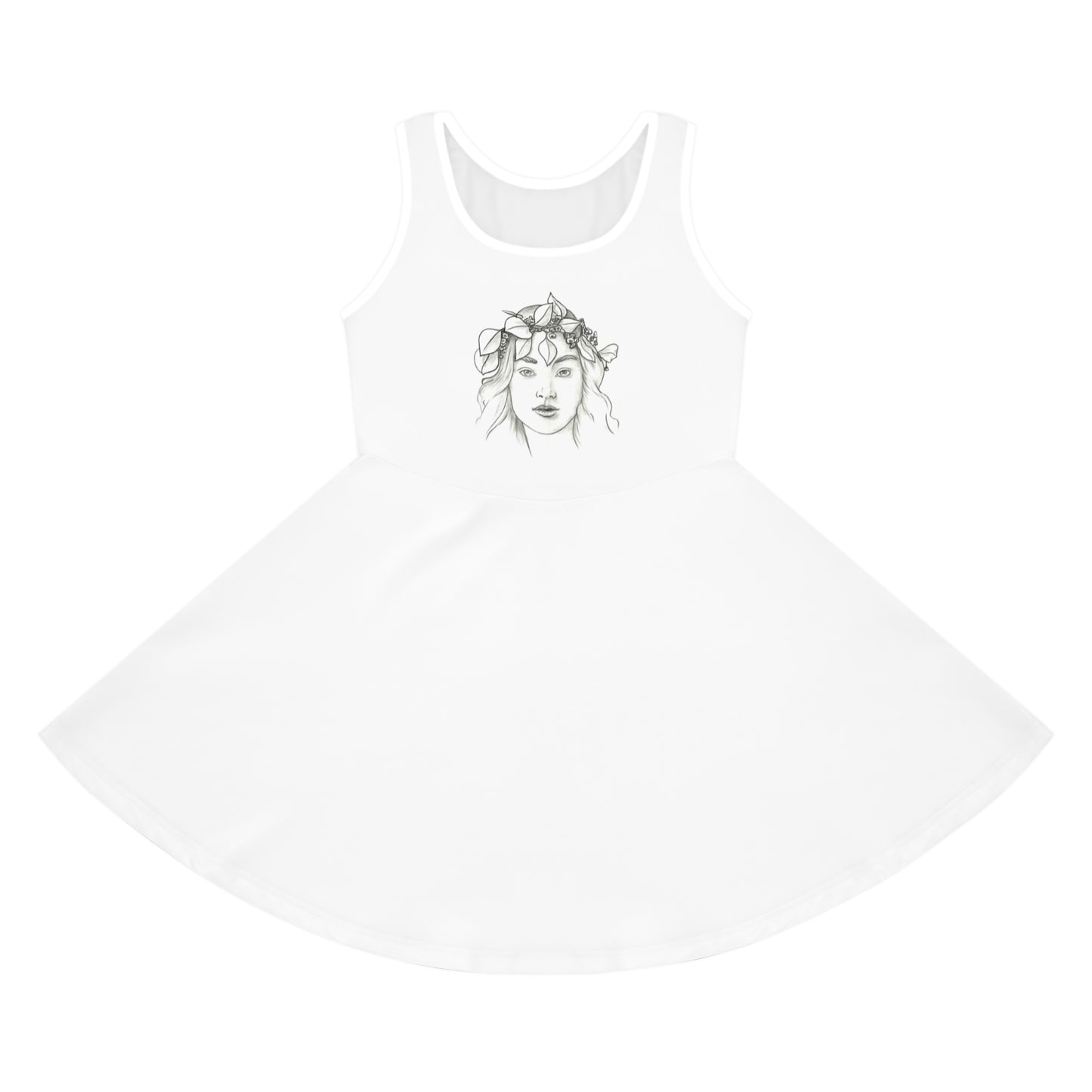 The Muse Girls' Sleeveless Sundress with a mid-lengths design, round neckline, and soft polyester-spandex fabric, perfect for casual summer wear.