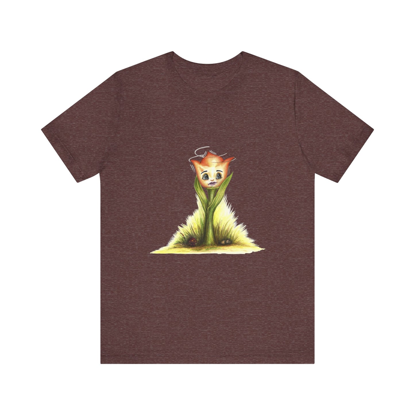 A Little Tulip Unisex T-Shirt in Heather Maroon – Classic Casual Short Sleeve Tee
