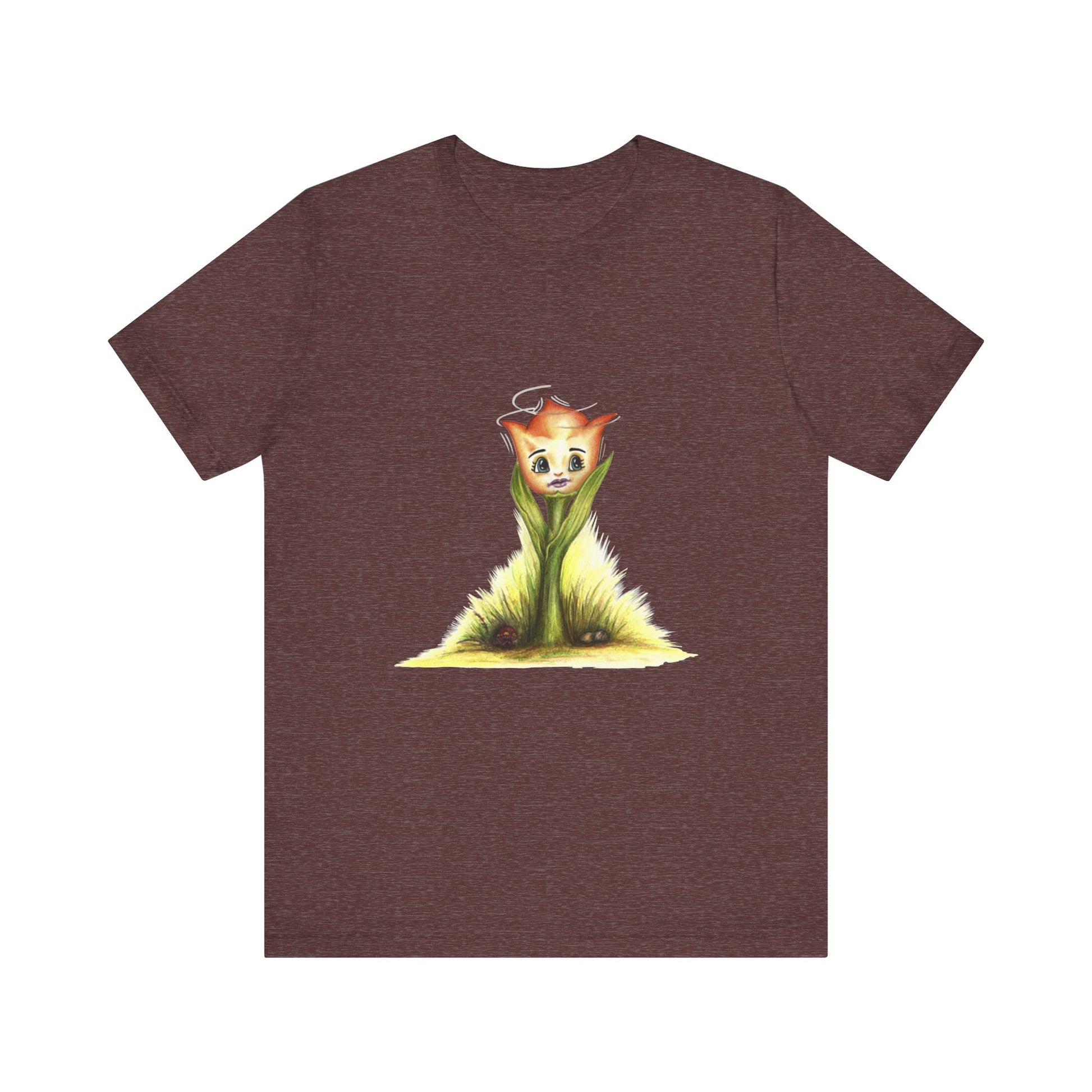 A Little Tulip Unisex T-Shirt in Heather Maroon – Classic Casual Short Sleeve Tee
