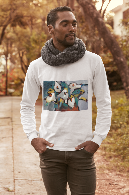 Blend Calla Lily Long Sleeve T-Shirt in Floral Design - Front View