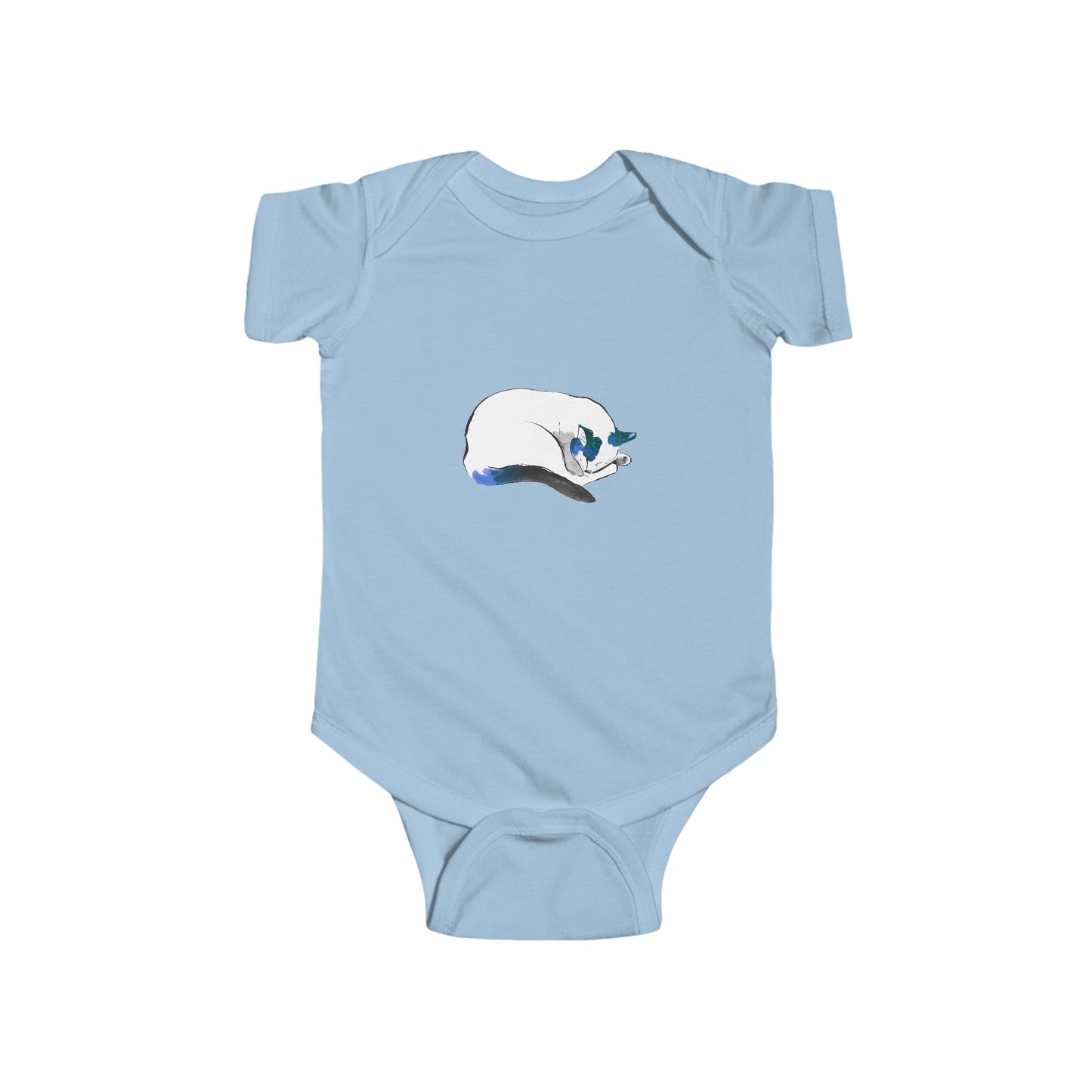 Close-up of 100% cotton fabric on Napping Kitty Infant Bodysuit