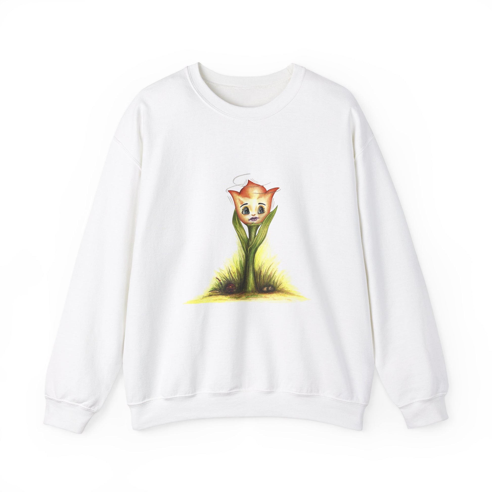 High-quality cotton-polyester blend fabric of the A Little Tulip Crewneck Sweatshirt – Durable stitching and ribbed knit collar for long-lasting comfort.