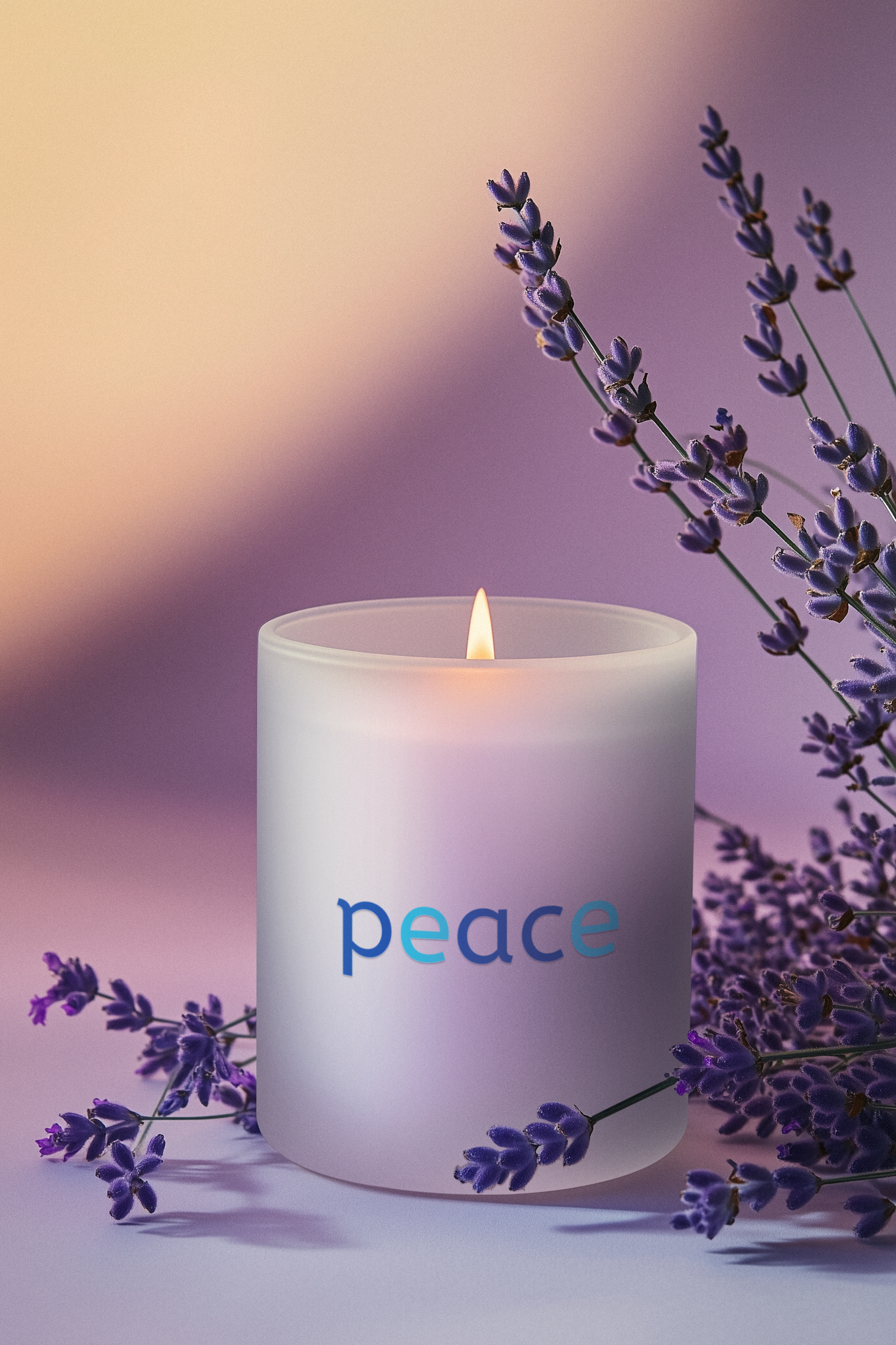 Peace Frosted Glass Candle with Wooden Wick and Raw Maple Lid - Aromatic Coconut Soy Wax, Hand-Poured in the USA