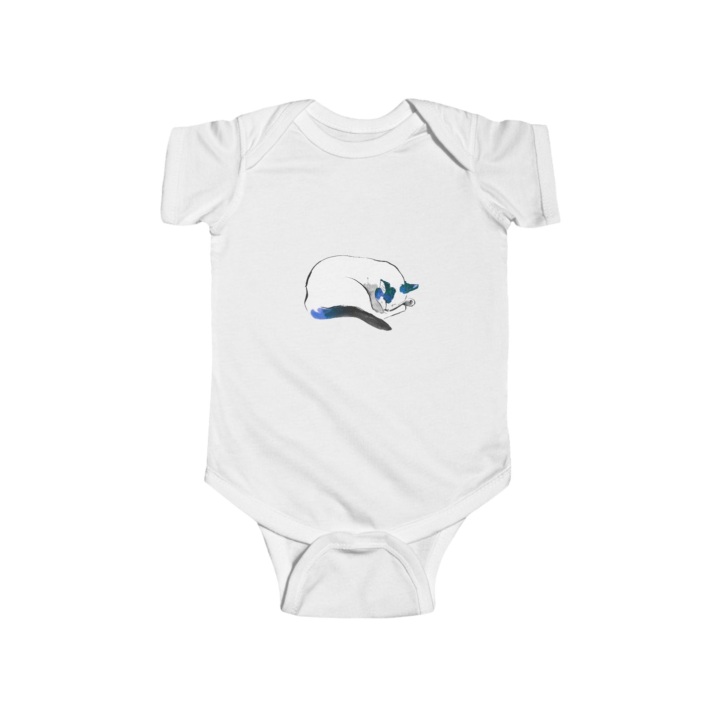 Plastic snaps for easy changing on Napping Kitty Infant Bodysuit