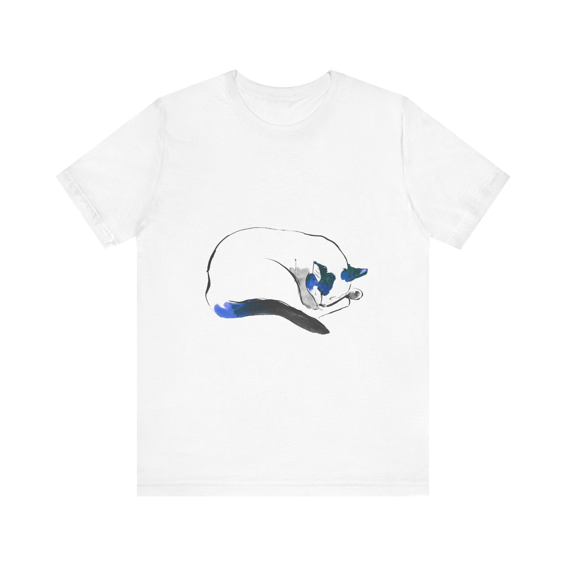 lose-up of Napping Kitty Unisex T-shirt fabric, made with 100% Airlume combed and ring-spun cotton, soft and breathable for all-day comfort.